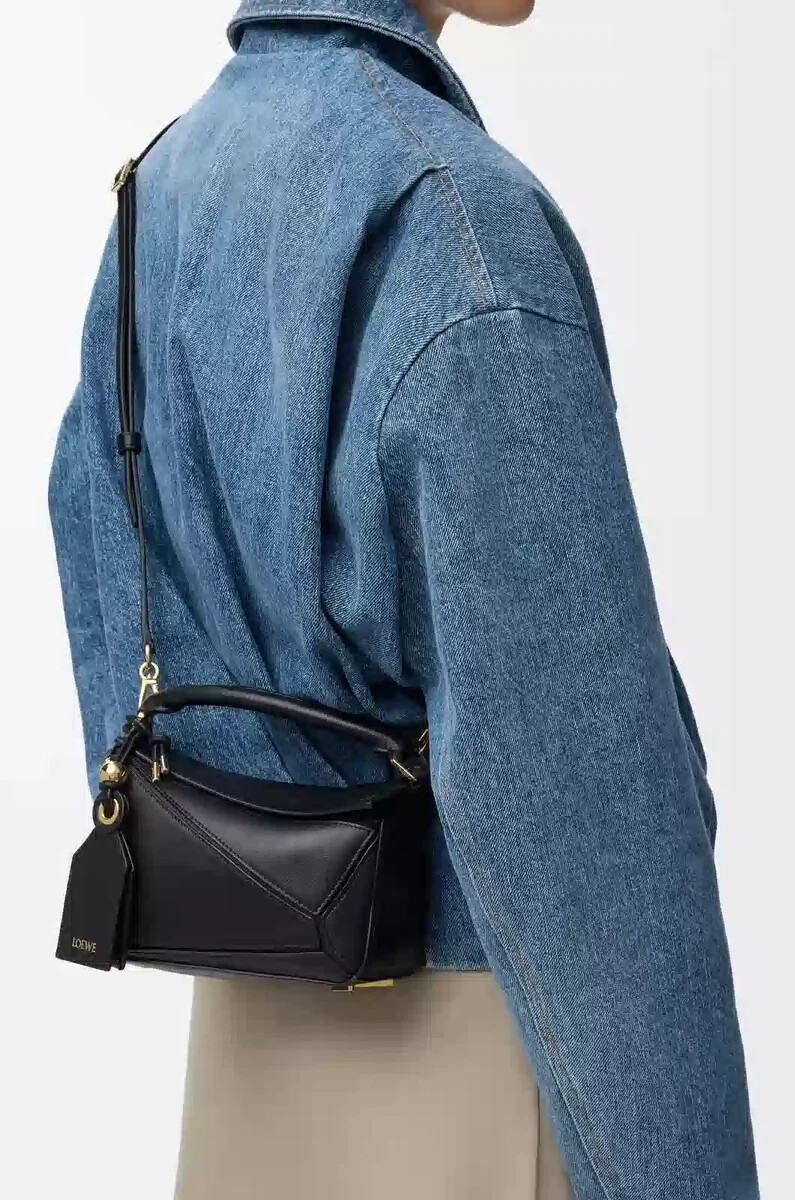 sac mini featherlight puzzle en cuir dagneau nappa noir