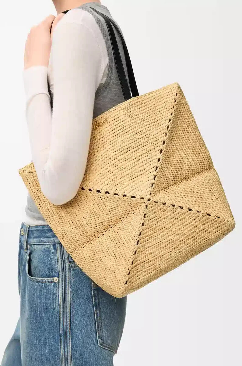sac cabas pliable moyen en raphia naturel