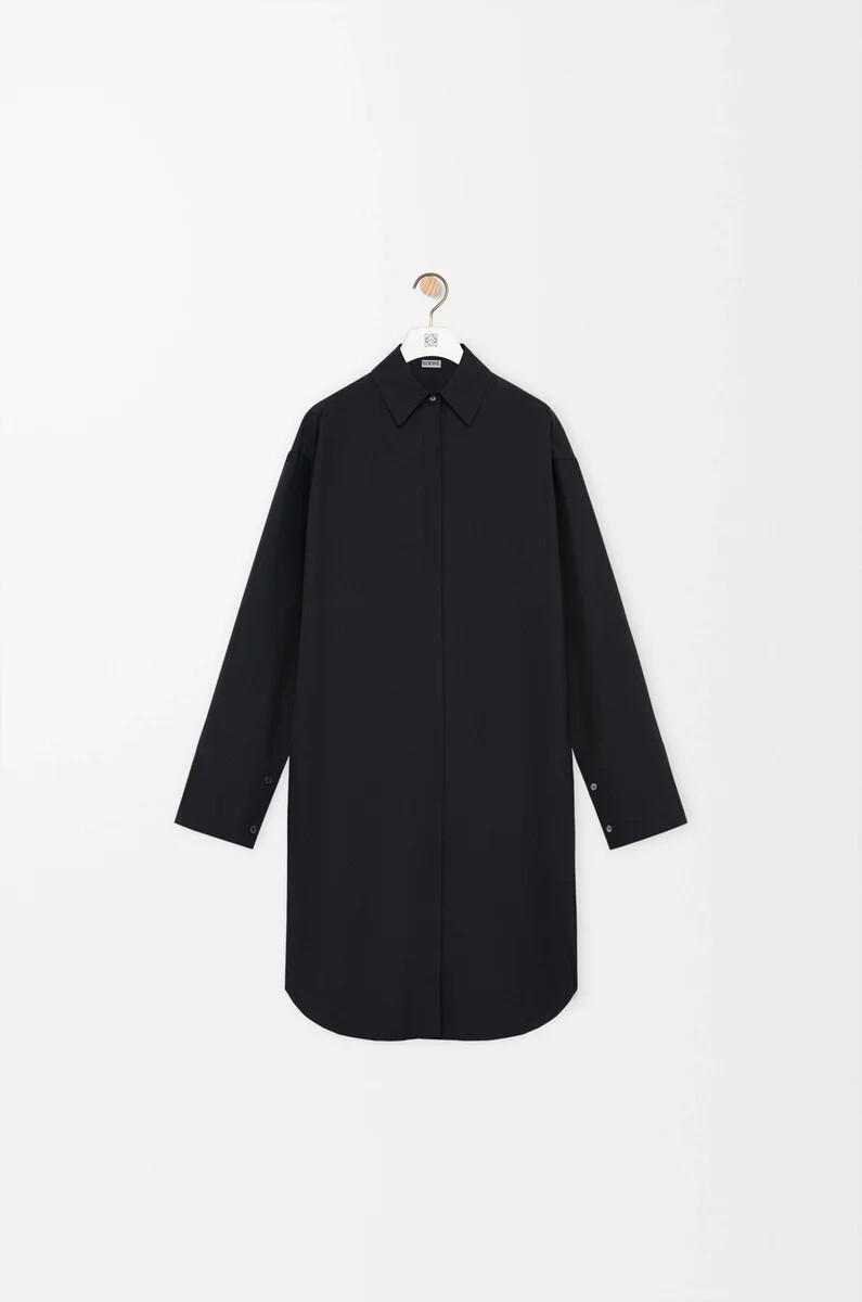 robe-chemise en soie noire