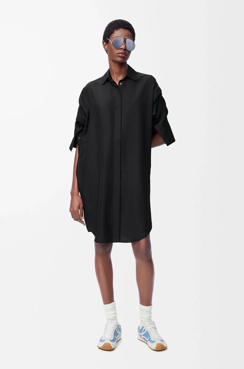 robe-chemise en soie noire