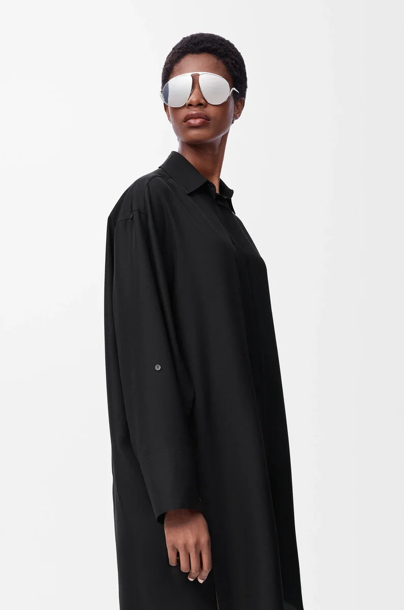 robe-chemise en soie noire