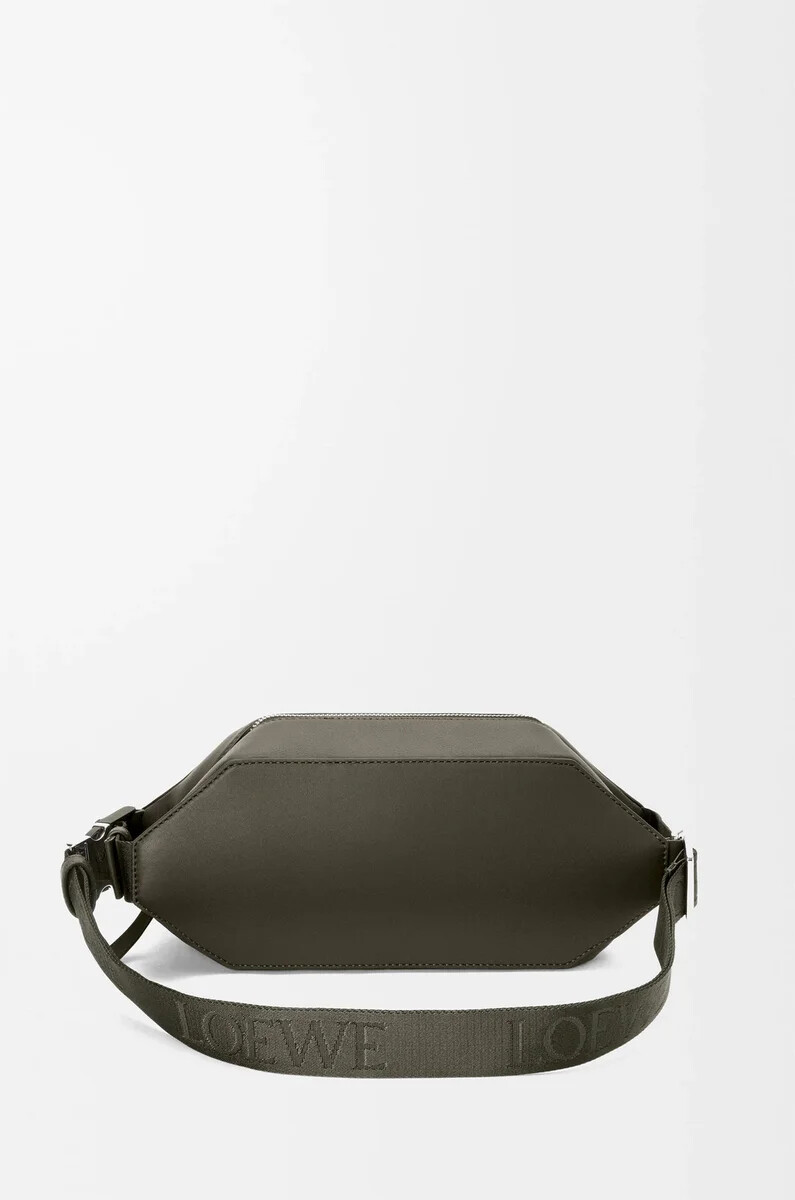 sac bandoulière convertible en cuir de veau classique kaki foncé