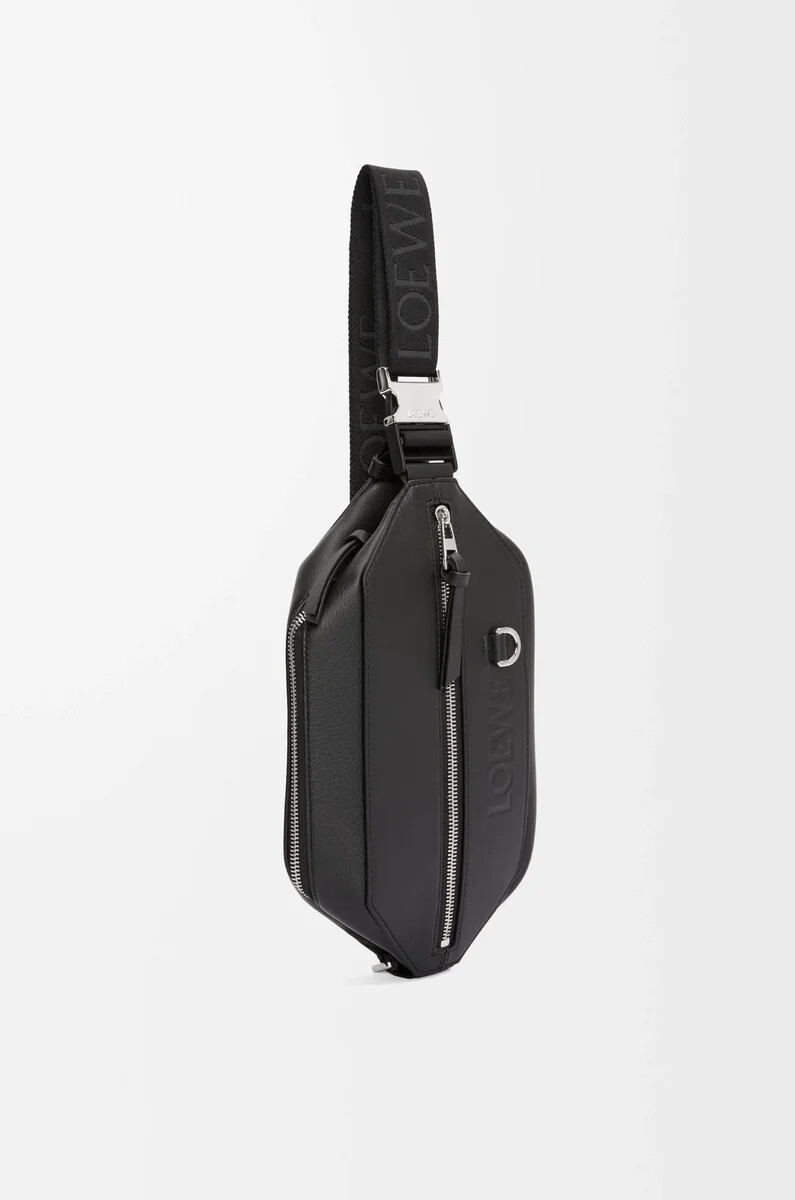 sac bandoulière convertible en cuir de veau noir classique