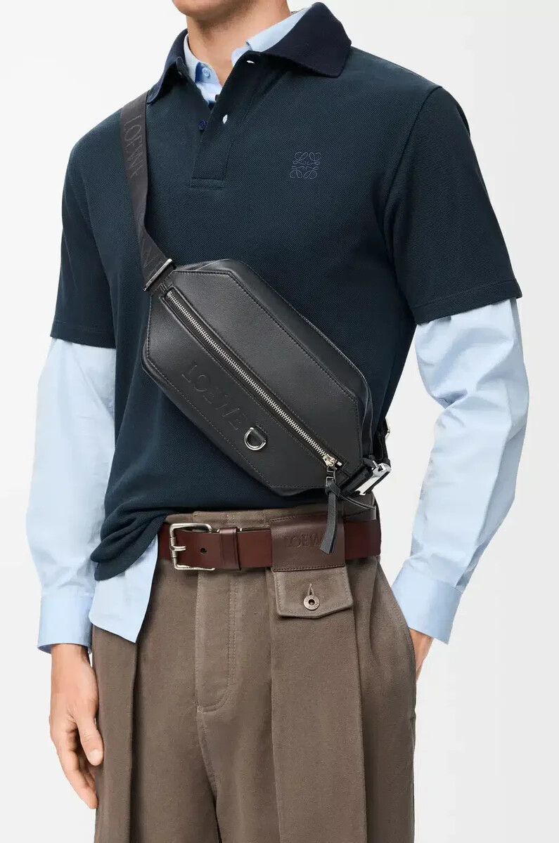 sac bandoulière convertible en cuir de veau noir classique