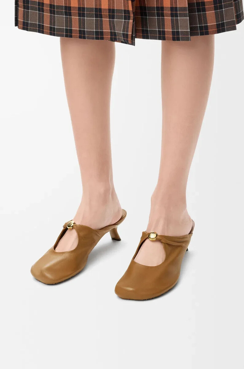 mule souple pebble en cuir dagneau nappa chêne