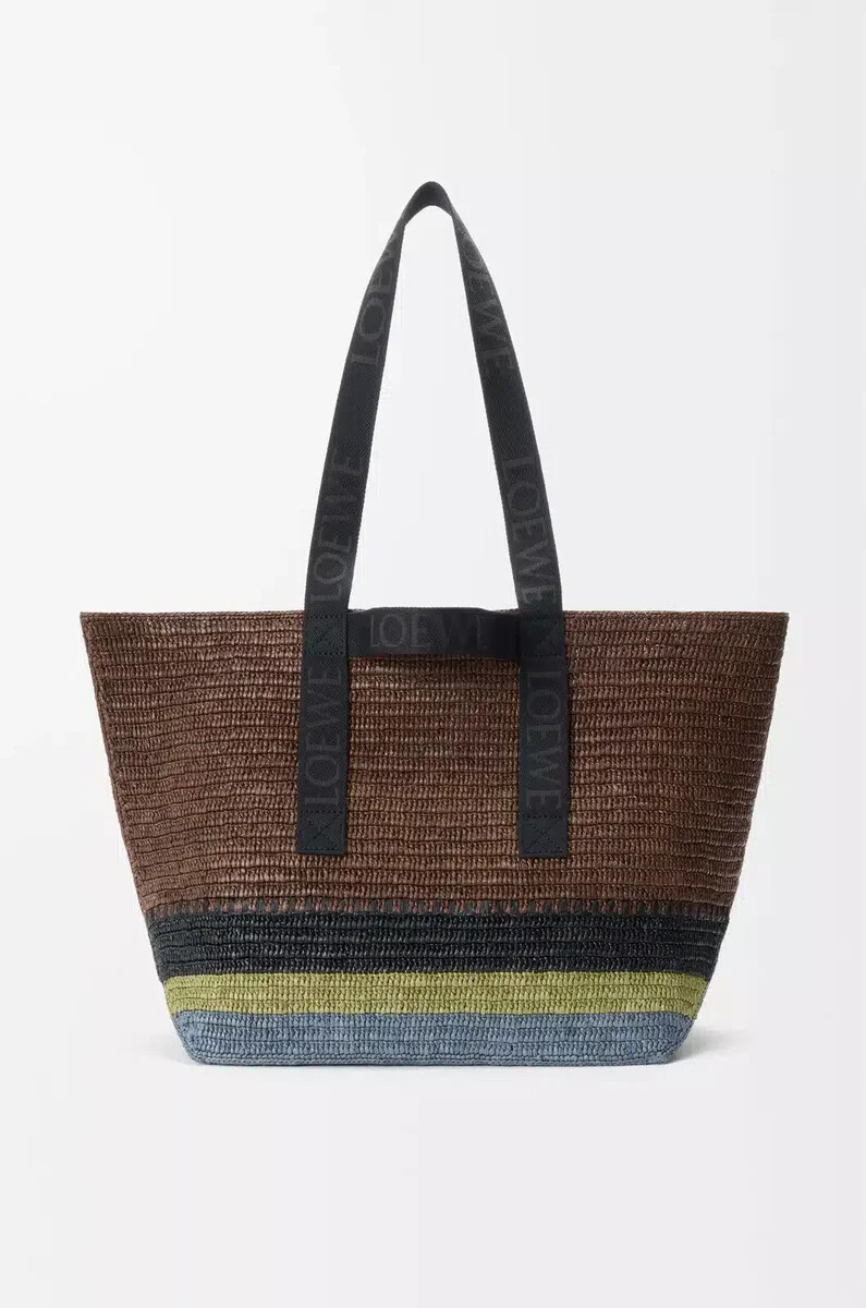 sac cabas pliable en raphia marronmulticolore