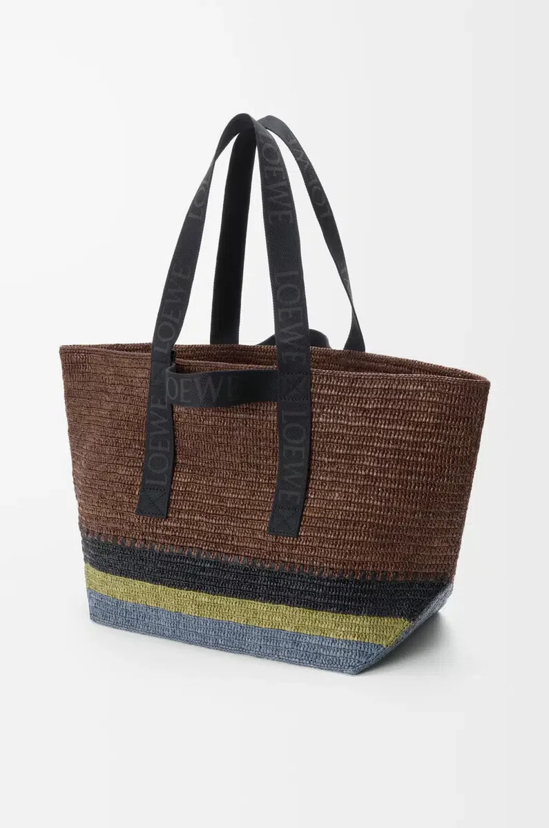 sac cabas pliable en raphia marronmulticolore