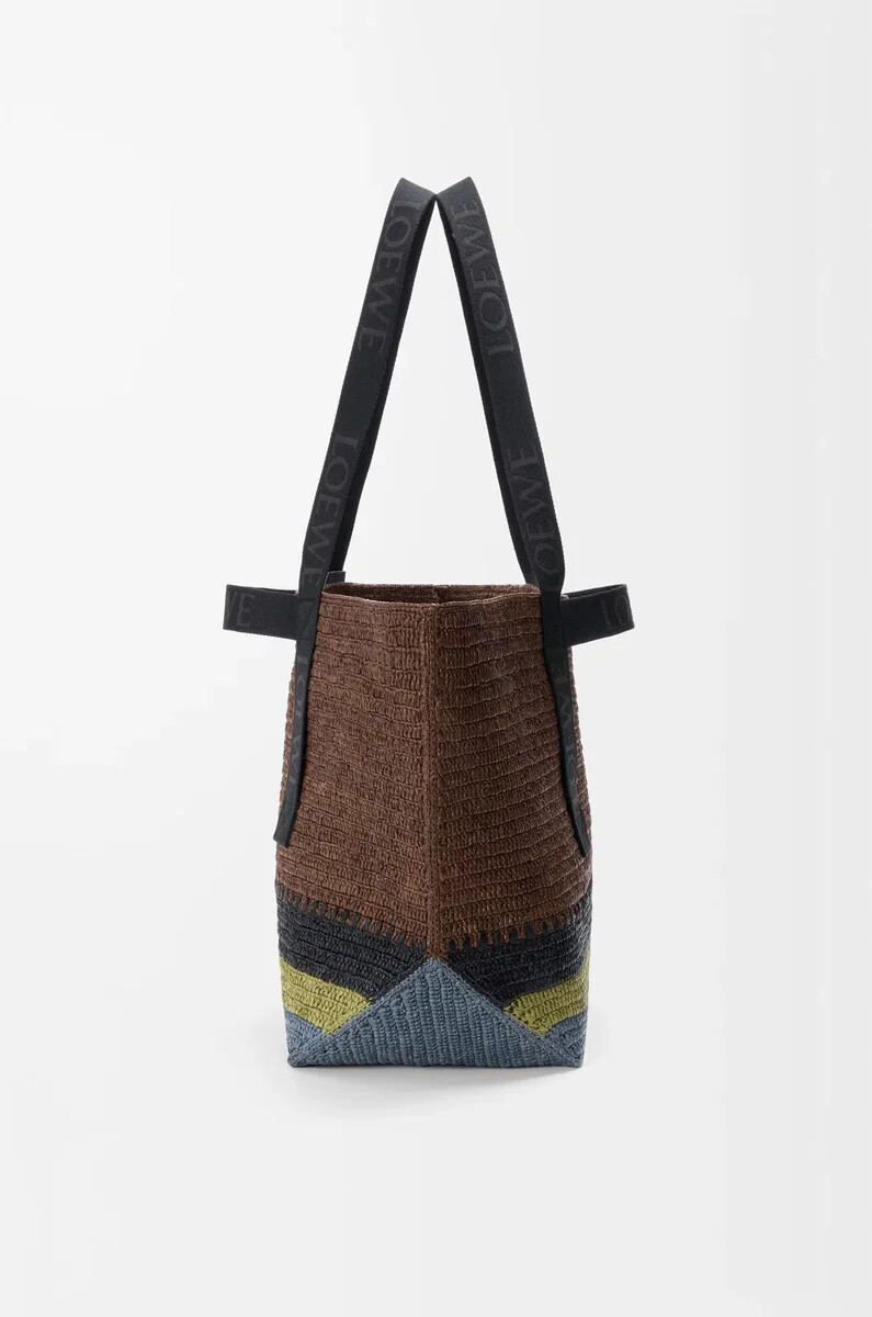 sac cabas pliable en raphia marronmulticolore