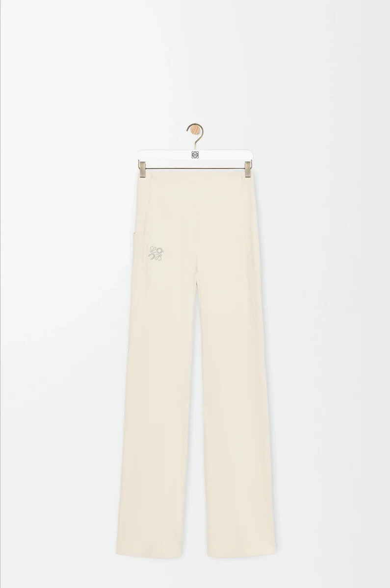 pantalon souple coupe bootcut en jersey technique ivoire
