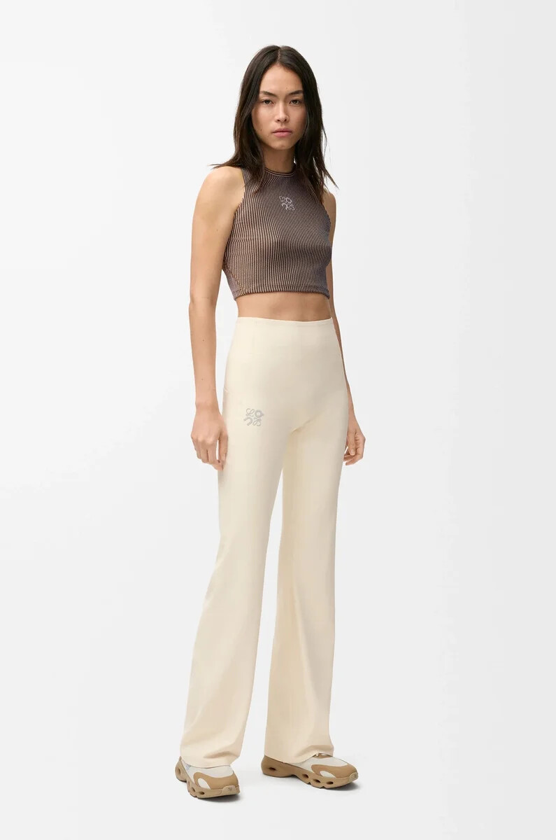 pantalon souple coupe bootcut en jersey technique ivoire