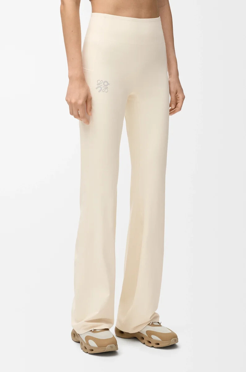 pantalon souple coupe bootcut en jersey technique ivoire