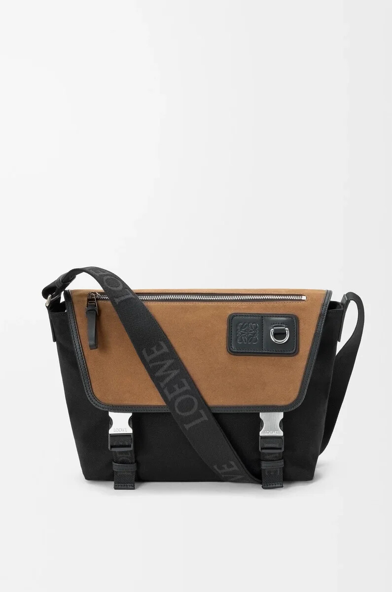 messager medium flex en toile et daim noiror foncé