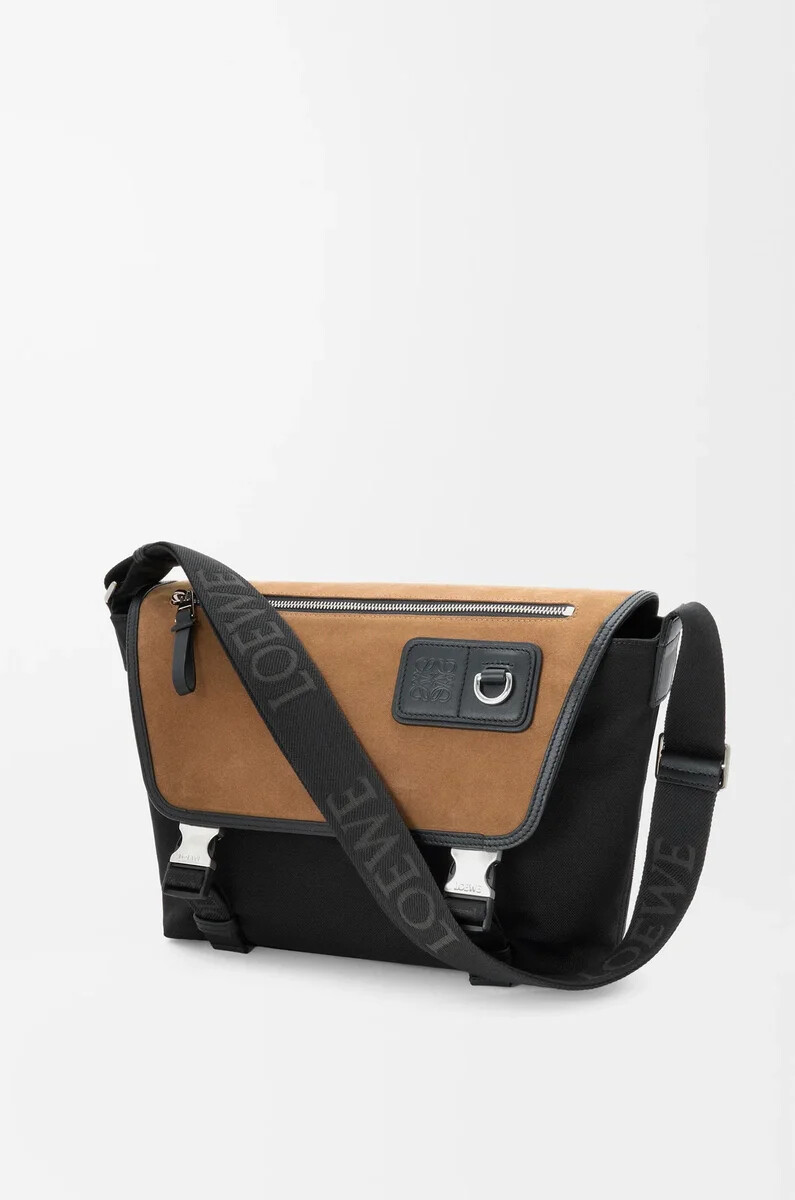 messager medium flex en toile et daim noiror foncé
