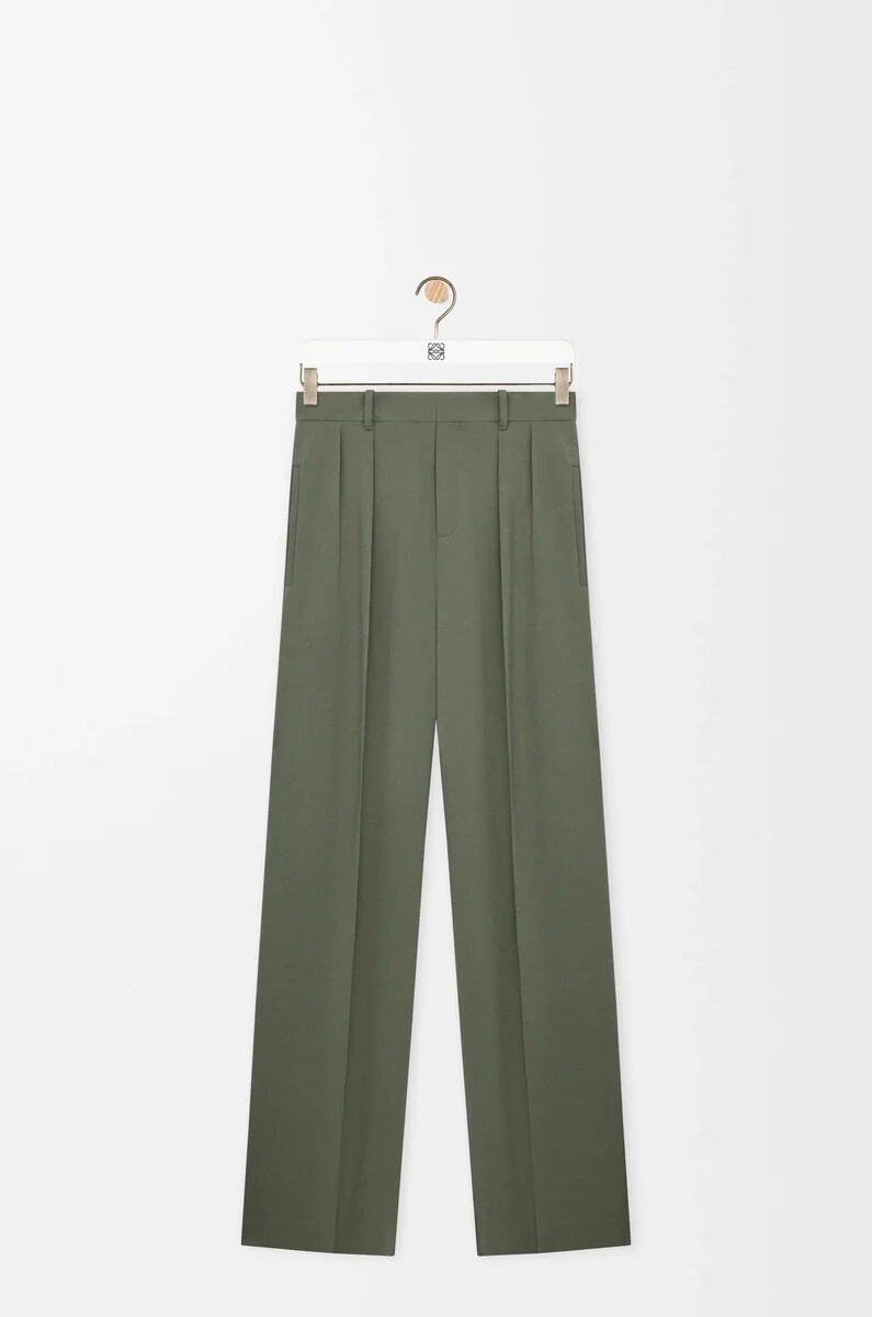 pantalon en mélange de viscose vert kaki