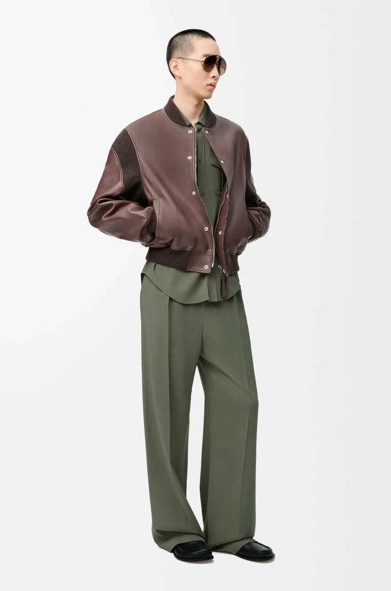 pantalon en mélange de viscose vert kaki