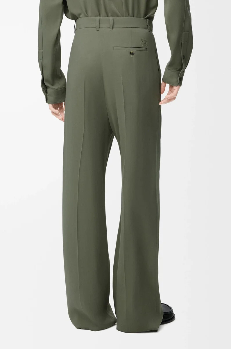 pantalon en mélange de viscose vert kaki