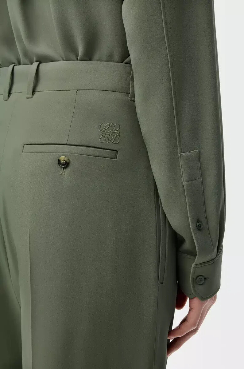 pantalon en mélange de viscose vert kaki
