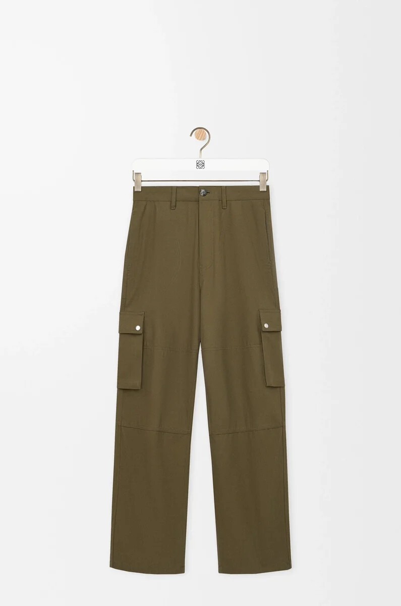 pantalon cargo en coton kaki vert