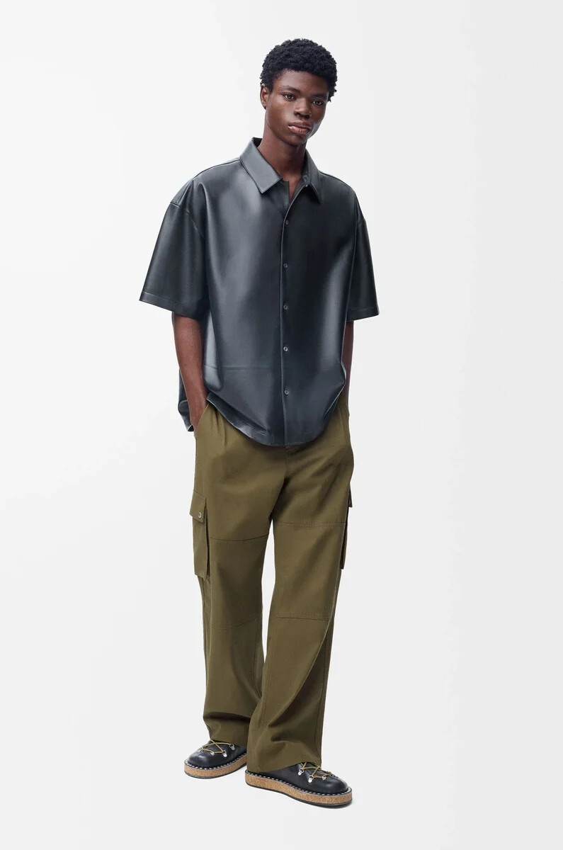 pantalon cargo en coton kaki vert