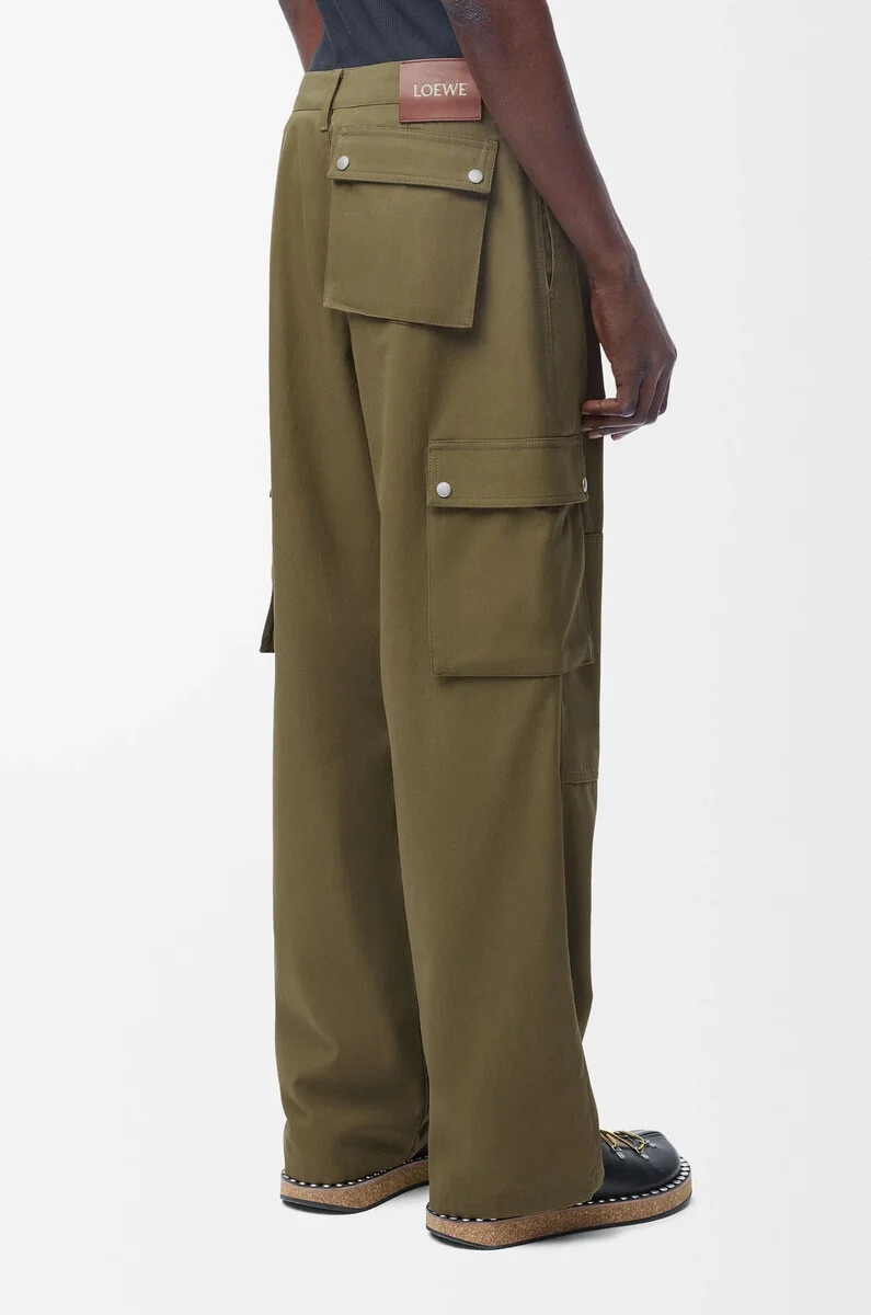 pantalon cargo en coton kaki vert