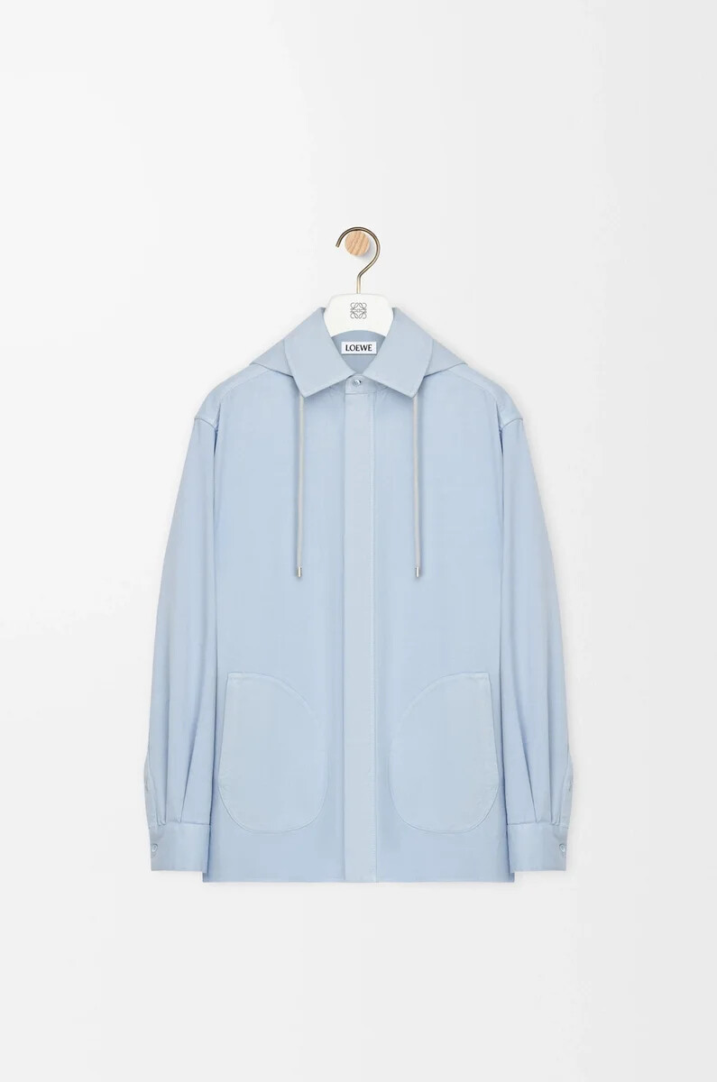 surchemise à capuche en coton bleu clair