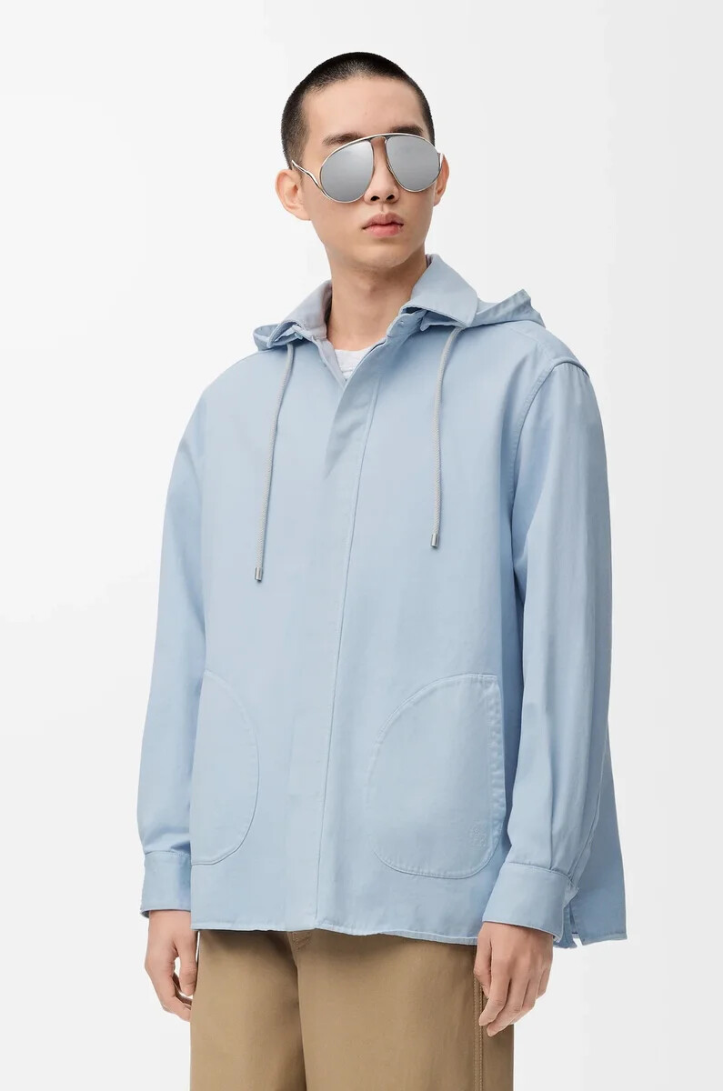 surchemise à capuche en coton bleu clair