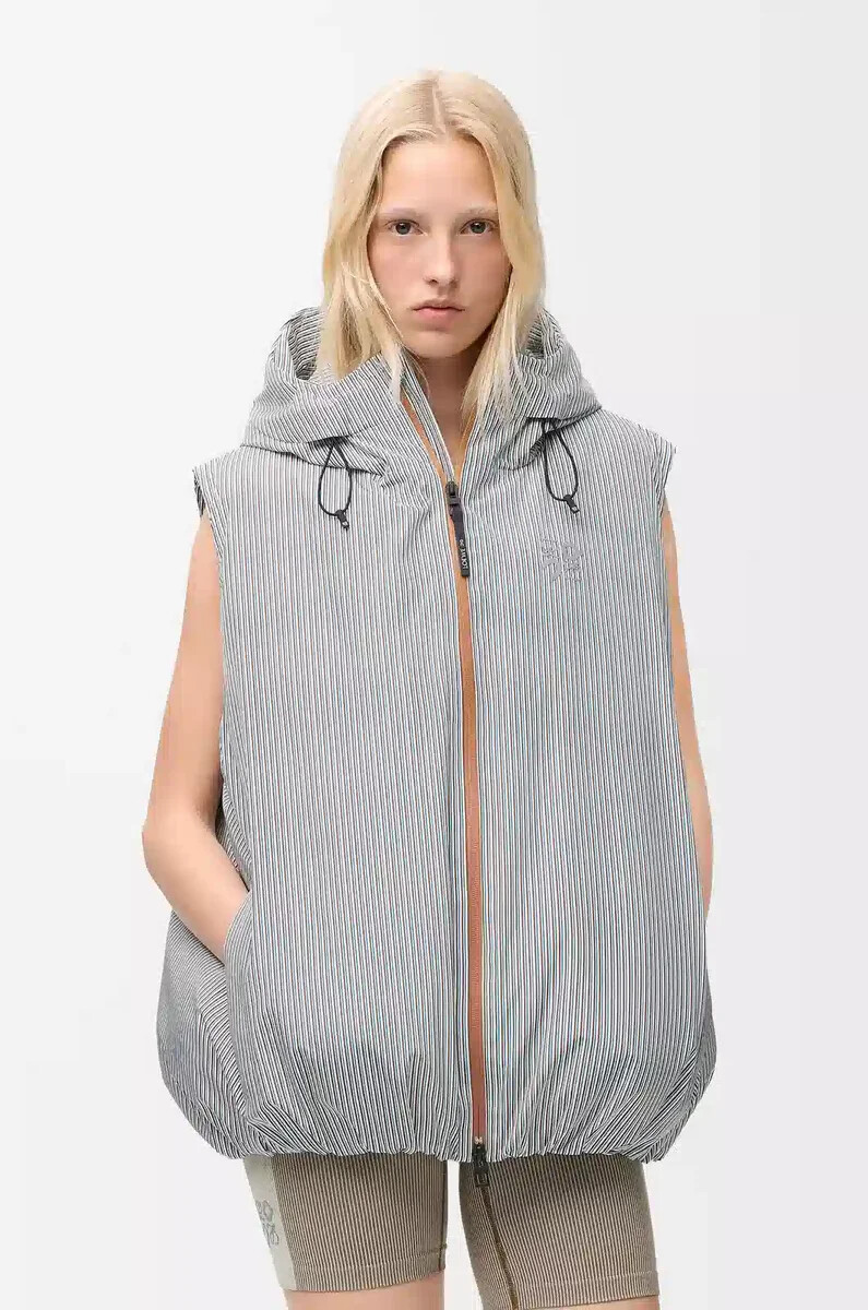 doudoune sans manches en tissu technique beigebleu
