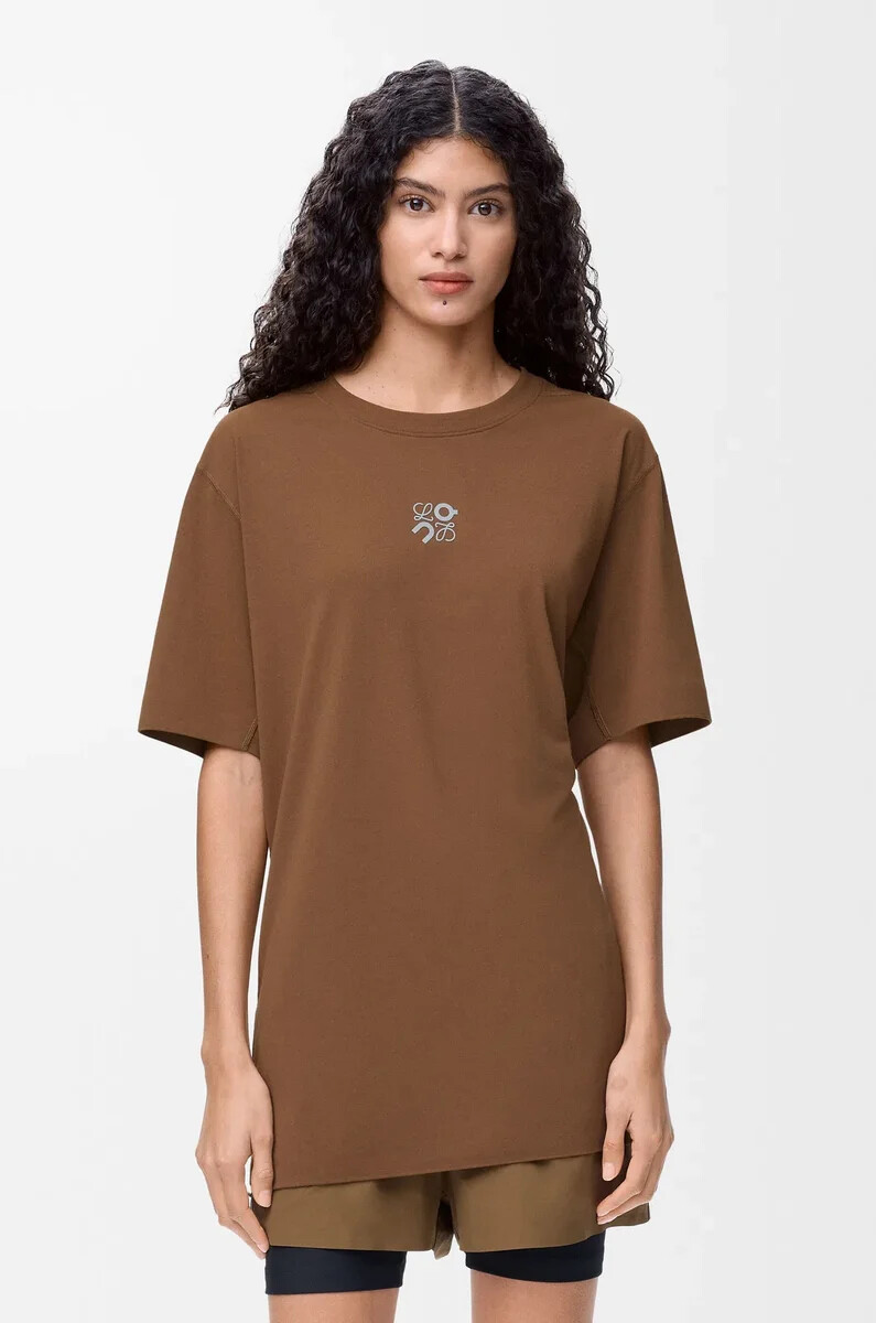 t-shirt technique en jersey couleur caramel