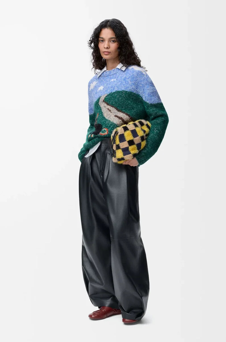 pull en laine et mohair bleumulticolore