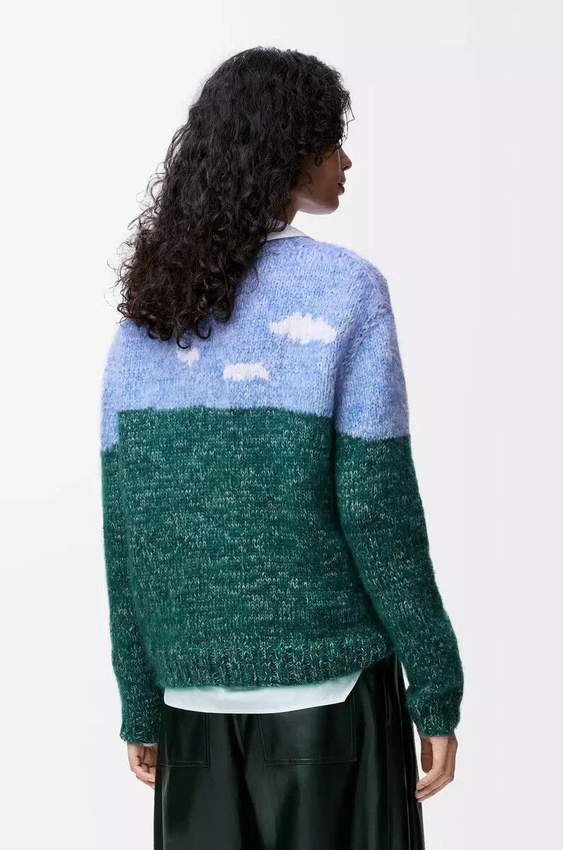 pull en laine et mohair bleumulticolore