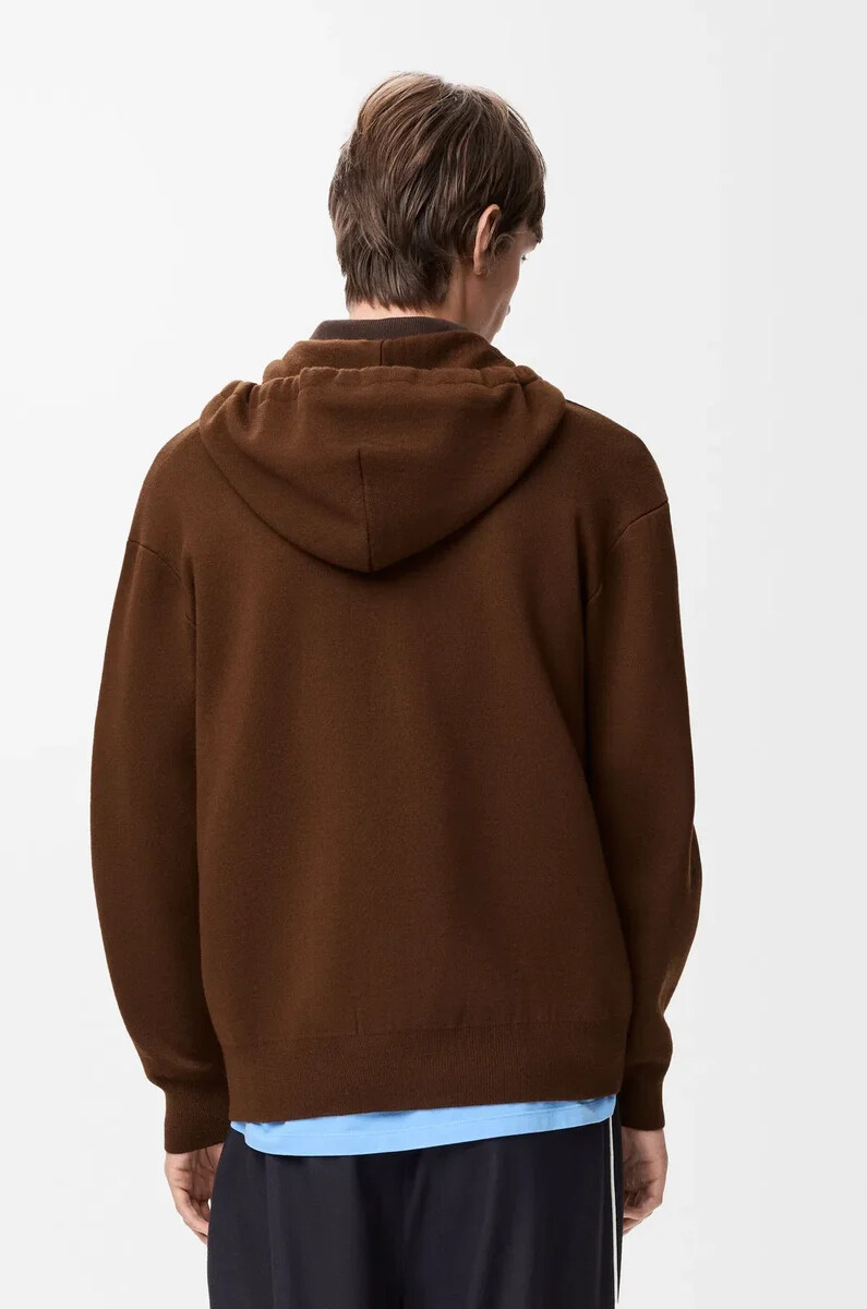 sweat à capuche zippé en laine marron