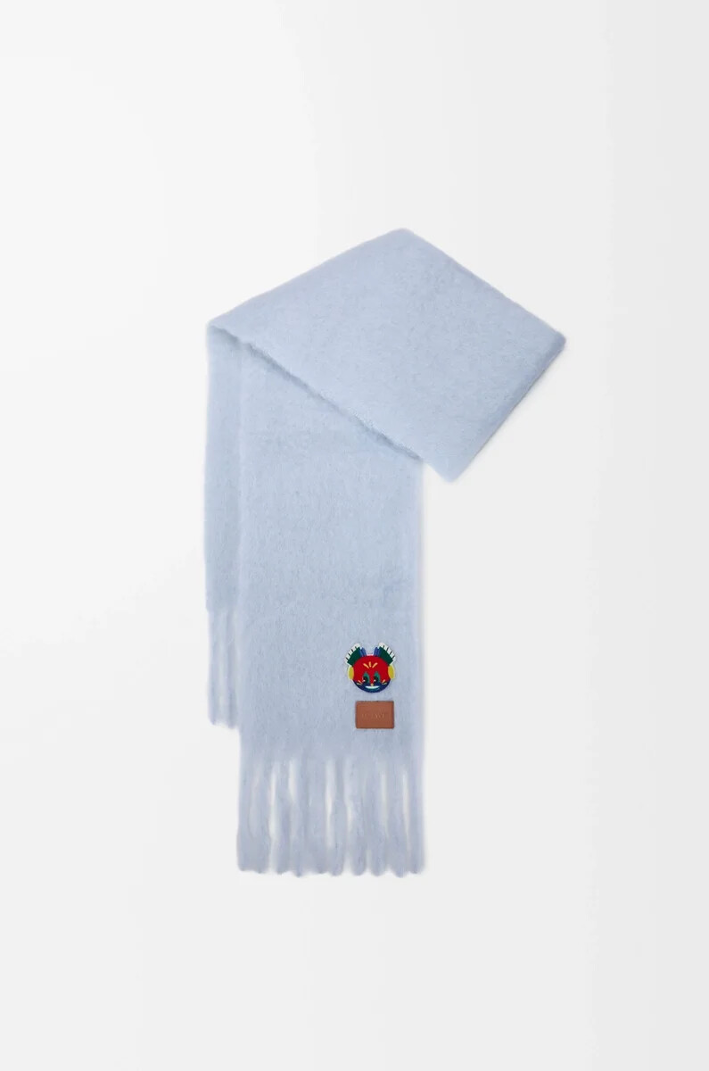 Écharpe en mohair et laine mélangés bleu ciel