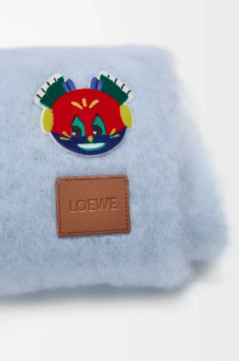 Écharpe en mohair et laine mélangés bleu ciel