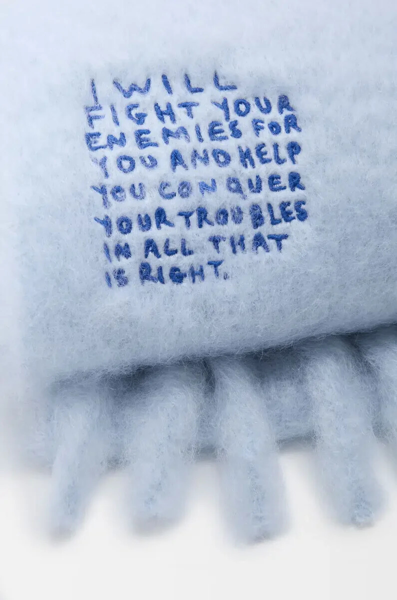 Écharpe en mohair et laine mélangés bleu ciel
